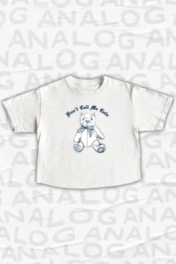 Daisy Street ANALOG HUG A BEAR DAY COLLECTION: DON'T CALL ME CUTE CROPPED T-SHIRT-Women T-Shirts