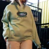 Daisy Street 1/4 Zip Boyfriend Sweater with Embroidered Print-Women Hoodies & Sweatshirts