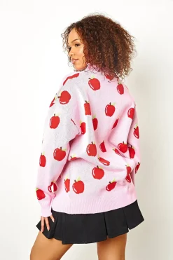 Daisy Street Apple Knitted Jumper-Women Hoodies & Sweatshirts