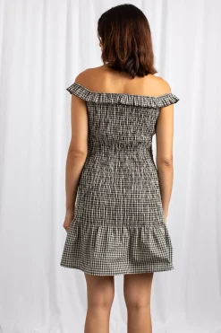 Daisy Street Bardot Shirred Mini Dress With Frill-Women Dresses