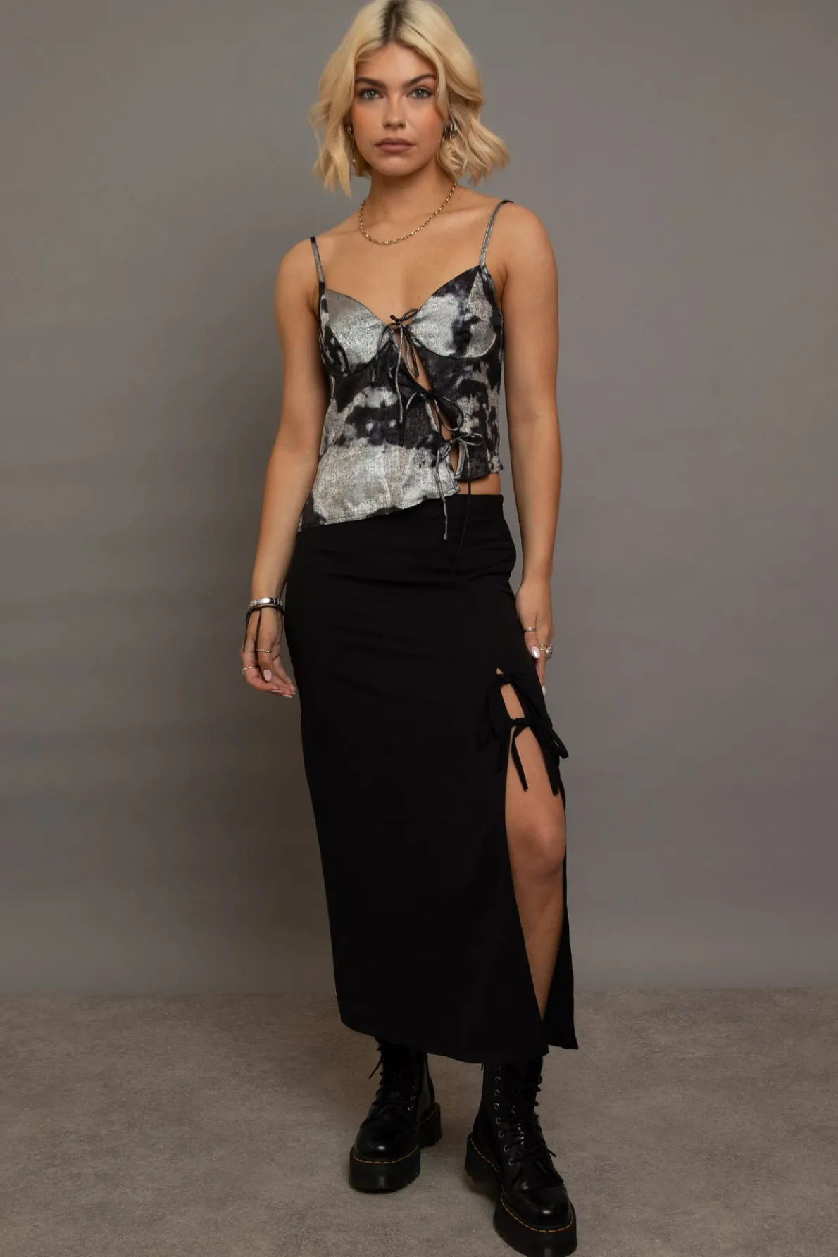 Daisy Street Midi Skirt With Bows-Women Partywear | Skirts