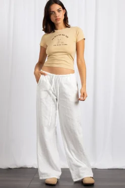 Daisy Street Broderie Anglaise Low Rise Wide Leg Trousers-Women Trousers