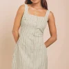 Daisy Street Button Front Square Neck Mini Dress-Women Dresses