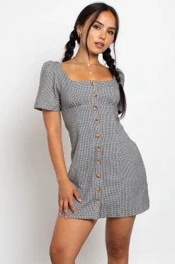 Daisy Street Button Front Milkmaid Dress-Women Dresses