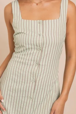 Daisy Street Button Front Square Neck Mini Dress-Women Dresses