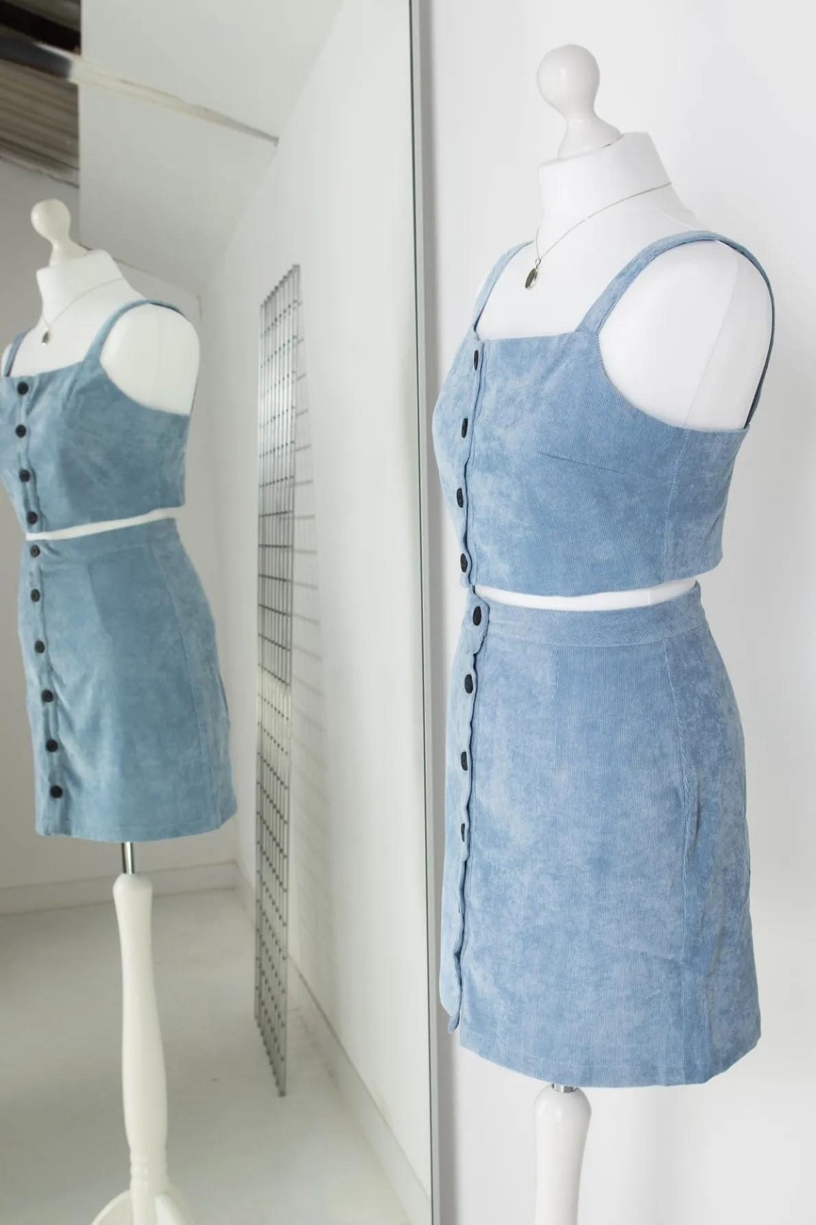 Daisy Street Button Up Crop Top in Cord-Women Tops