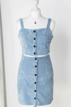 Daisy Street Button Up Crop Top in Cord-Women Tops