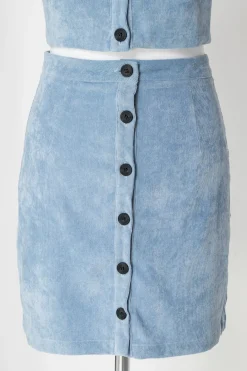 Daisy Street Button Up Mini Skirt in Cord-Women Skirts