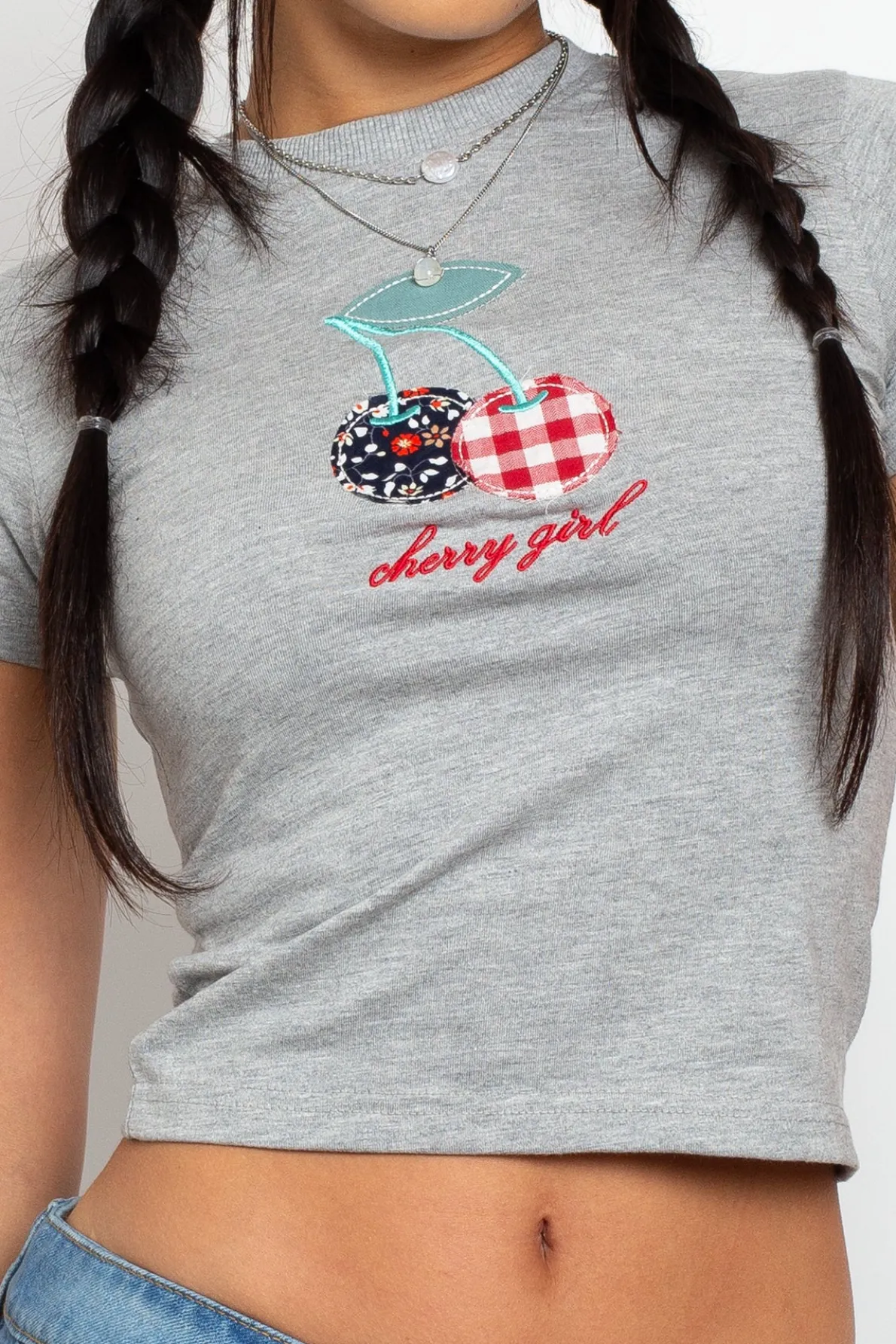 Daisy Street Cherry Baby Tee-Women Tops | T-Shirts