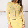Daisy Street Contrast Seam Mesh Top Print-Women Tops