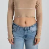 Daisy Street Contrast Stitch Crop Top-Women Tops