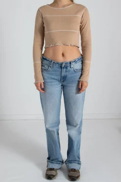 Daisy Street Contrast Stitch Crop Top-Women Tops