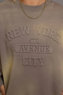 Daisy Street Crew Neck Sweat With Embossed Text-Women Hoodies & Sweatshirts