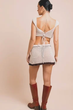 Daisy Street Crochet Mini Skirt-Women Dresses