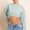 Daisy Street Crop Sweater in Salt-Women Hoodies & Sweatshirts