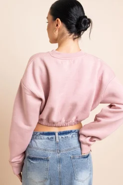 Daisy Street Crop Sweater in Silver-Women Hoodies & Sweatshirts