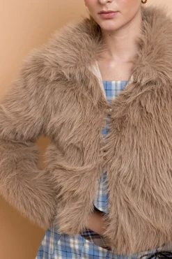 Daisy Street Cropped Faux Fur Jacket-Women Partywear | Jackets