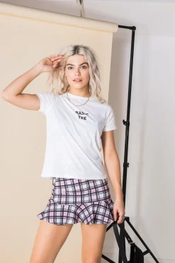 Daisy Street Cropped T-Shirt with Basic Tee Print-Women T-Shirts