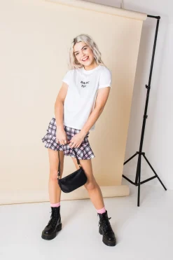 Daisy Street Cropped T-Shirt with Basic Tee Print-Women T-Shirts