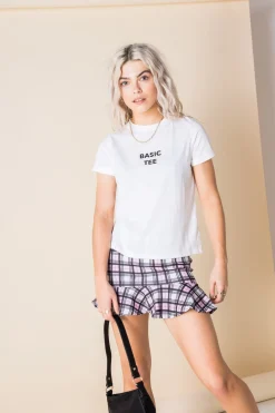 Daisy Street Cropped T-Shirt with Basic Tee Print-Women T-Shirts