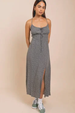 Daisy Street Cross Over Strap Ruched Bust Midi Dress With Split-Women Dresses