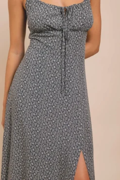 Daisy Street Cross Over Strap Ruched Bust Midi Dress With Split-Women Dresses