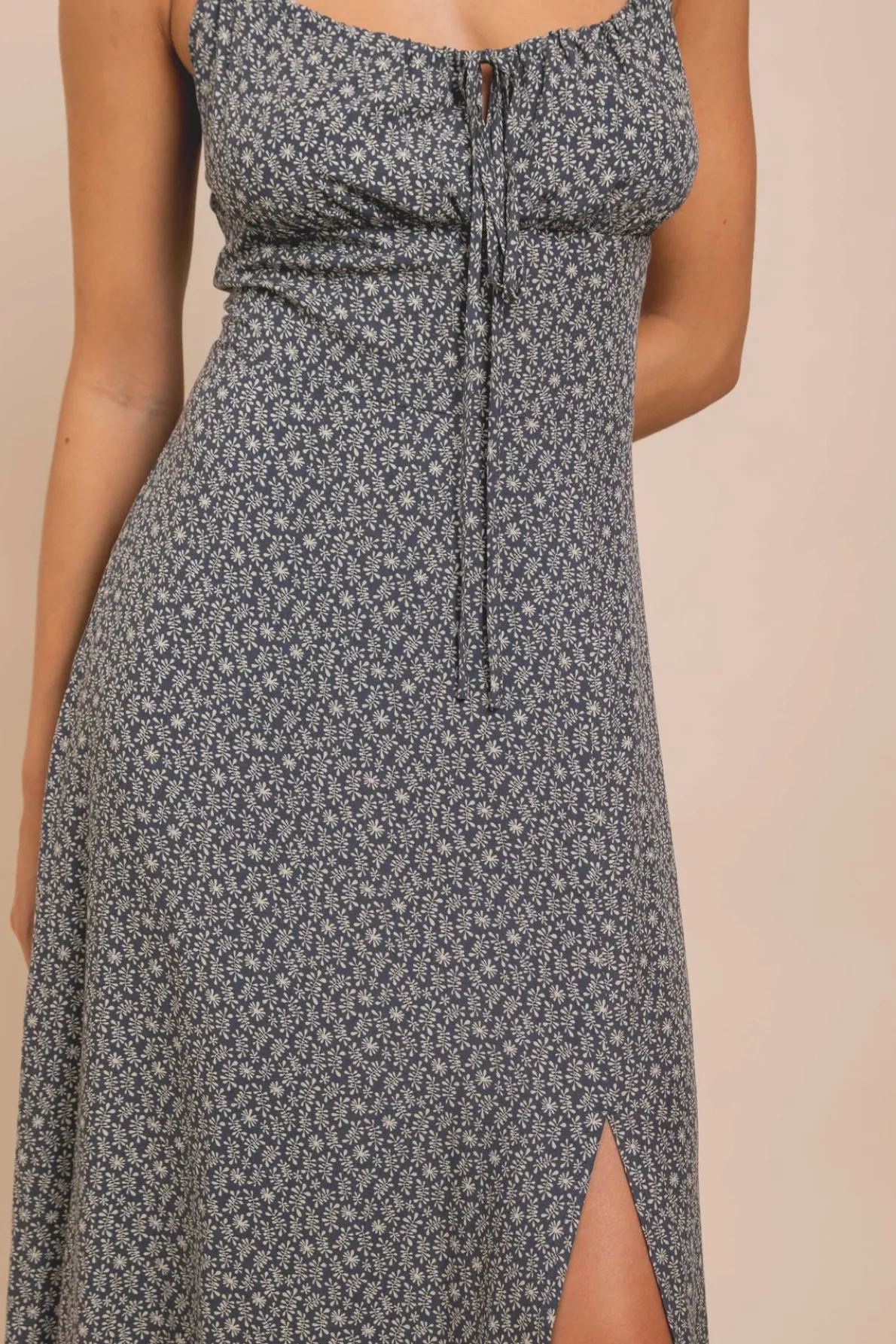 Daisy Street Cross Over Strap Ruched Bust Midi Dress With Split-Women Dresses