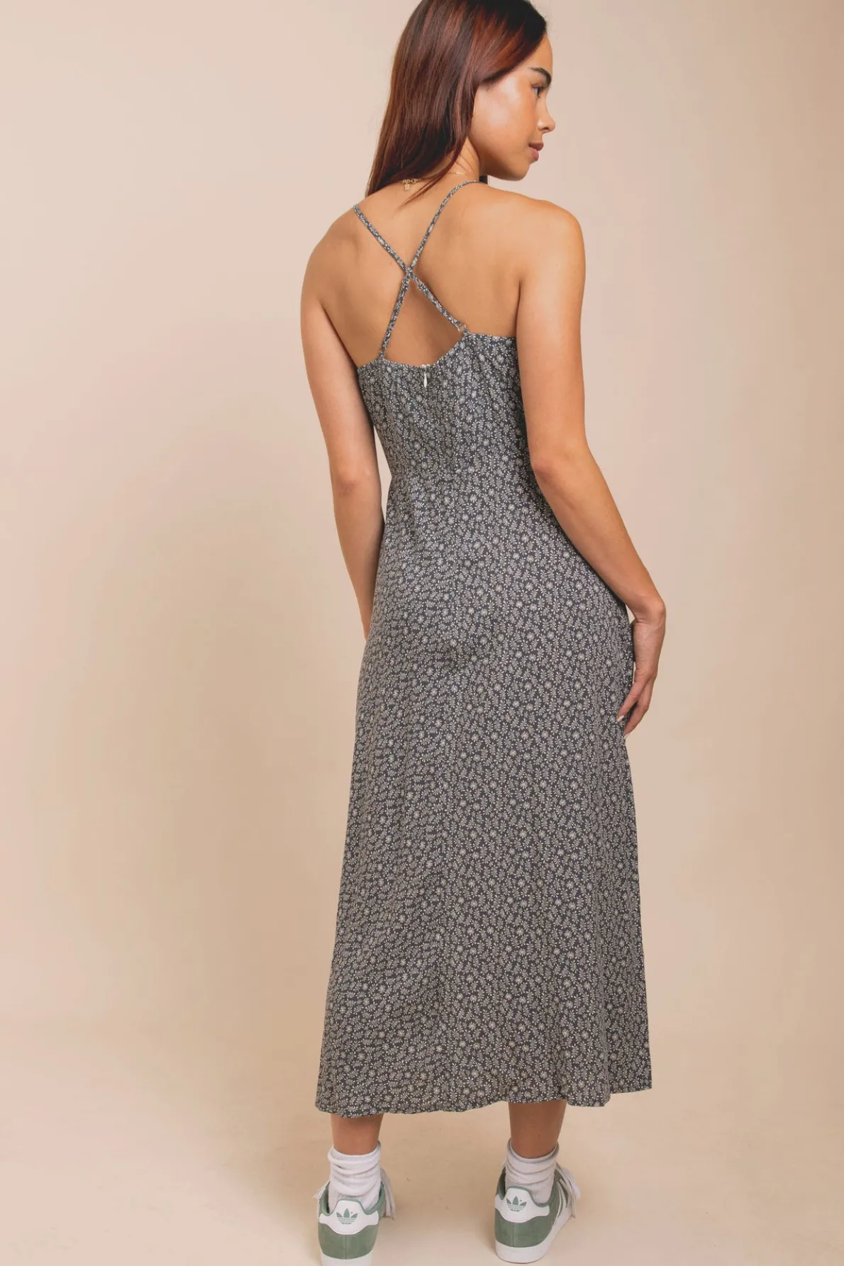 Daisy Street Cross Over Strap Ruched Bust Midi Dress With Split-Women Dresses