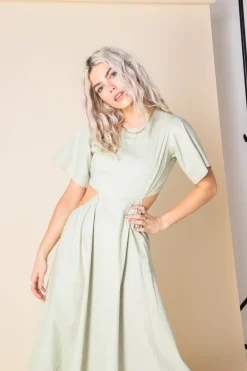 Daisy Street Cut-Out Cotton Midi Dress-Women Dresses