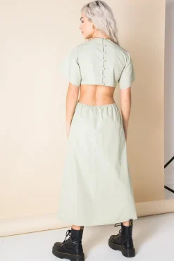 Daisy Street Cut-Out Cotton Midi Dress-Women Dresses
