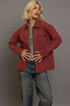 Daisy Street Denim Jacket With Embroidery Artwork-Women Jackets