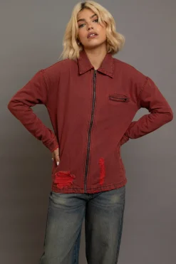 Daisy Street Denim Jacket With Embroidery Artwork-Women Jackets