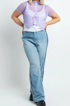 Daisy Street Jeans with Stripe-Women Trousers