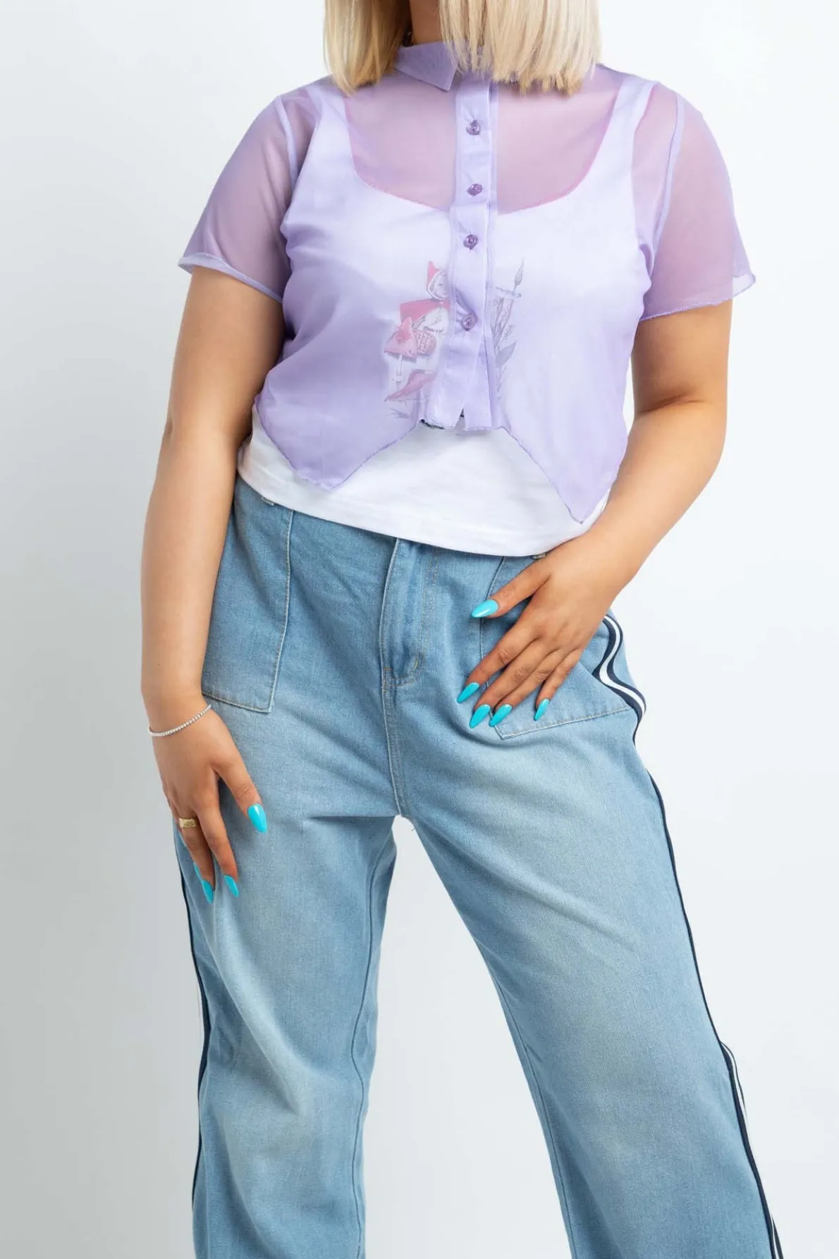 Daisy Street Jeans with Stripe-Women Trousers