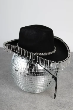 Daisy Street Diamante Tassel Cowboy Hat in-Women Accessories | Partywear