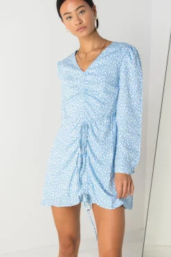 Daisy Street Ditsy Floral Dress with Ruching Detail-Women Dresses