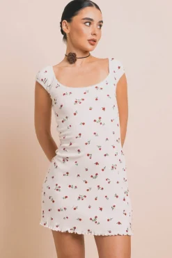 Daisy Street Ditsy Pointelle Mini Dress-Women Dresses