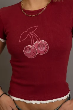 Daisy Street Double Layer Haylie Baby Tee-Women Tops | T-Shirts