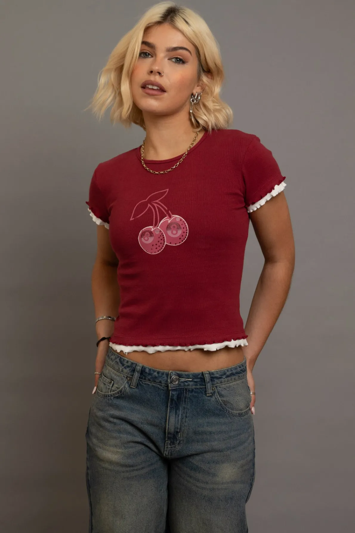 Daisy Street Double Layer Haylie Baby Tee-Women Tops | T-Shirts