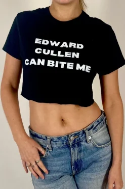 Daisy Street Edward Cullen Cropped Baby Tee-Women T-Shirts