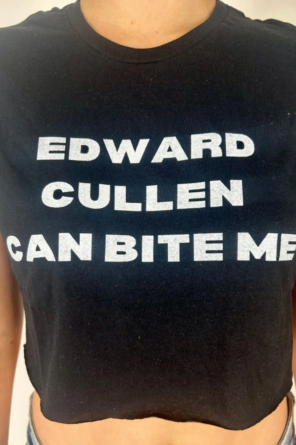 Daisy Street Edward Cullen Cropped Baby Tee-Women T-Shirts