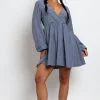 Daisy Street Fixed Wrap Over Smock Dress-Women Dresses
