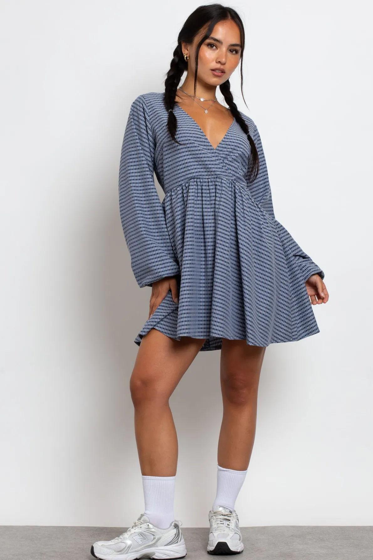 Daisy Street Fixed Wrap Over Smock Dress-Women Dresses