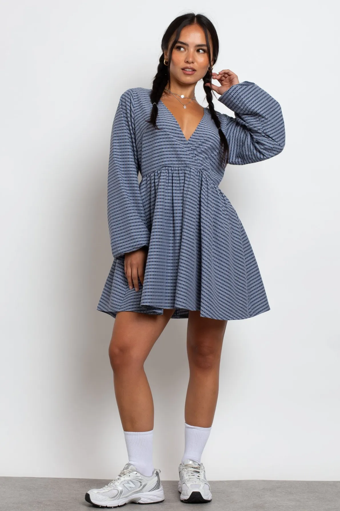 Daisy Street Fixed Wrap Over Smock Dress-Women Dresses