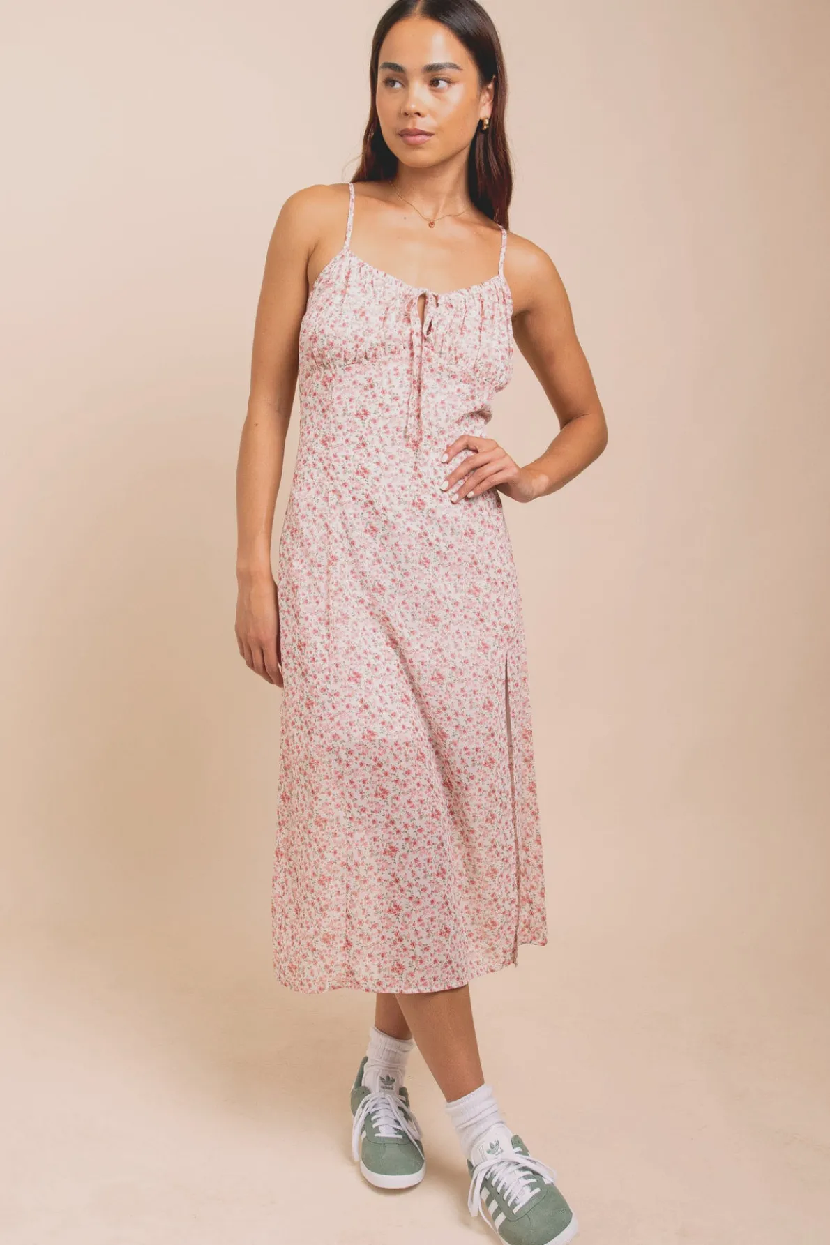 Daisy Street Floral Midi Dress With Split And Cross Back-Women Dresses