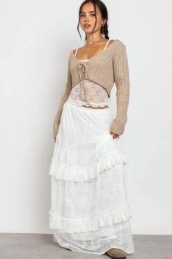 Daisy Street Frill Detail Lace Maxi Skirt-Women Skirts
