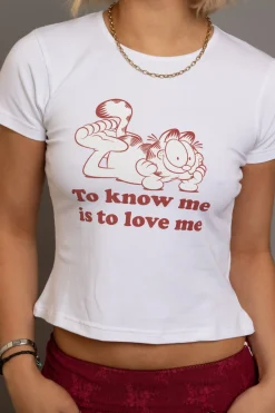 Daisy Street Garfield To Know Me Is To Love Me Baby Tee-Women Tops | T-Shirts