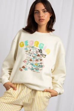 Daisy Street Georgia Map Graphic Pullover Sweatshirt-Women Hoodies & Sweatshirts
