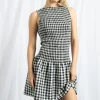 Daisy Street Gingham Boat Neck Mini Dress-Women Dresses