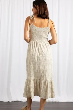 Daisy Street Gingham Midi Dress With Shirred Bodice-Women Dresses